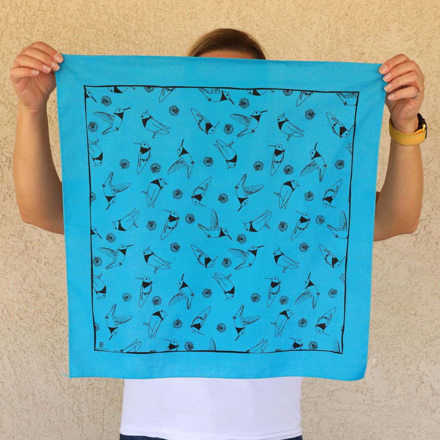 Hummingbirds with Bandanas Turquoise Bandana