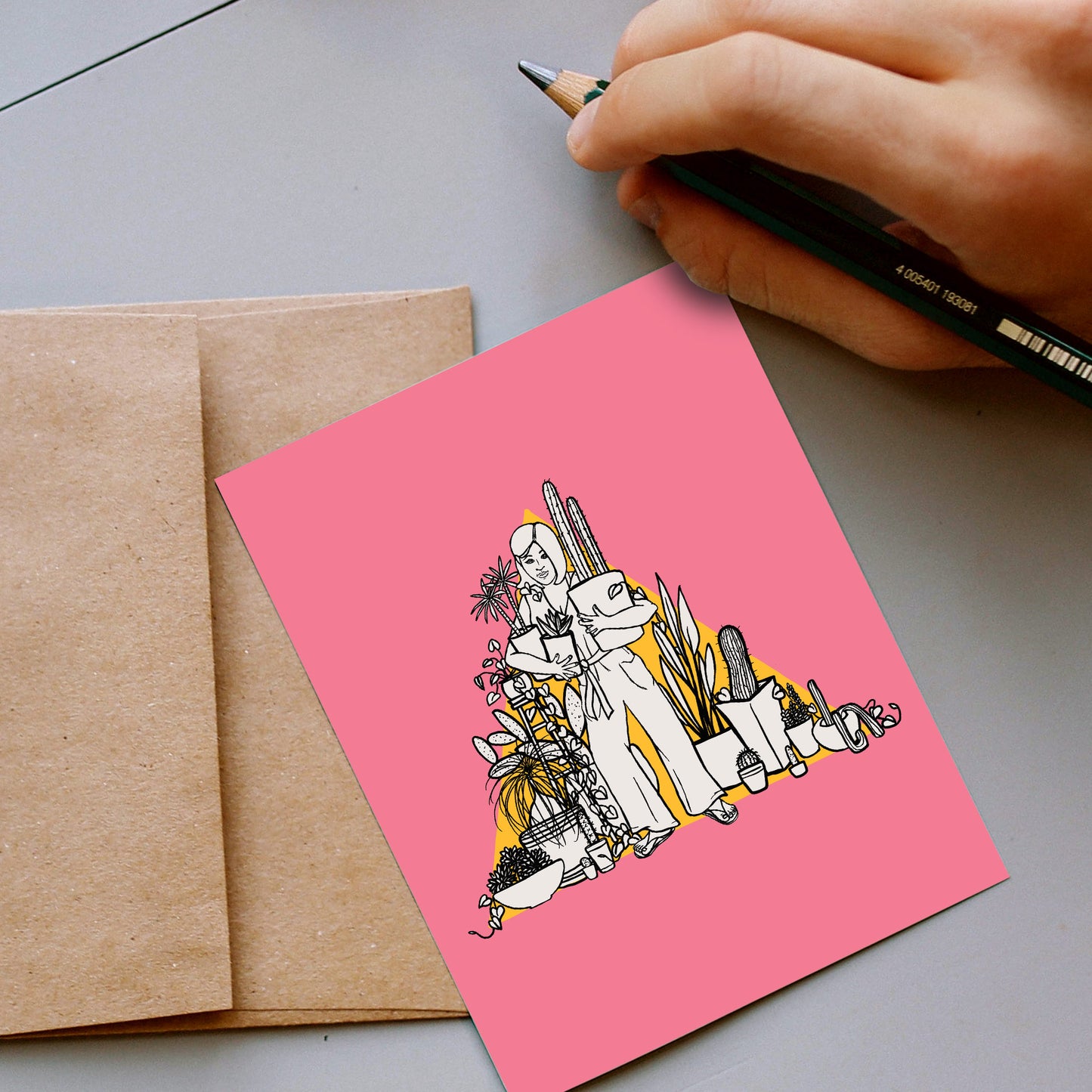 Woman with Her Plants Card