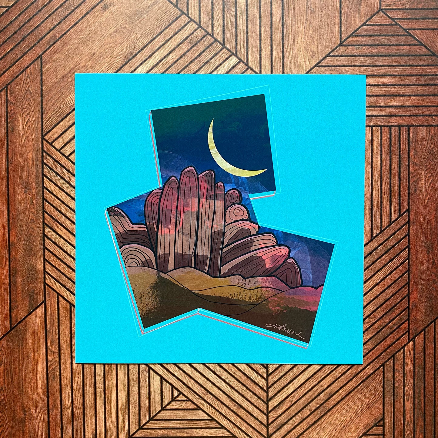 Monzogranite and Moon Print by Lisa Burford