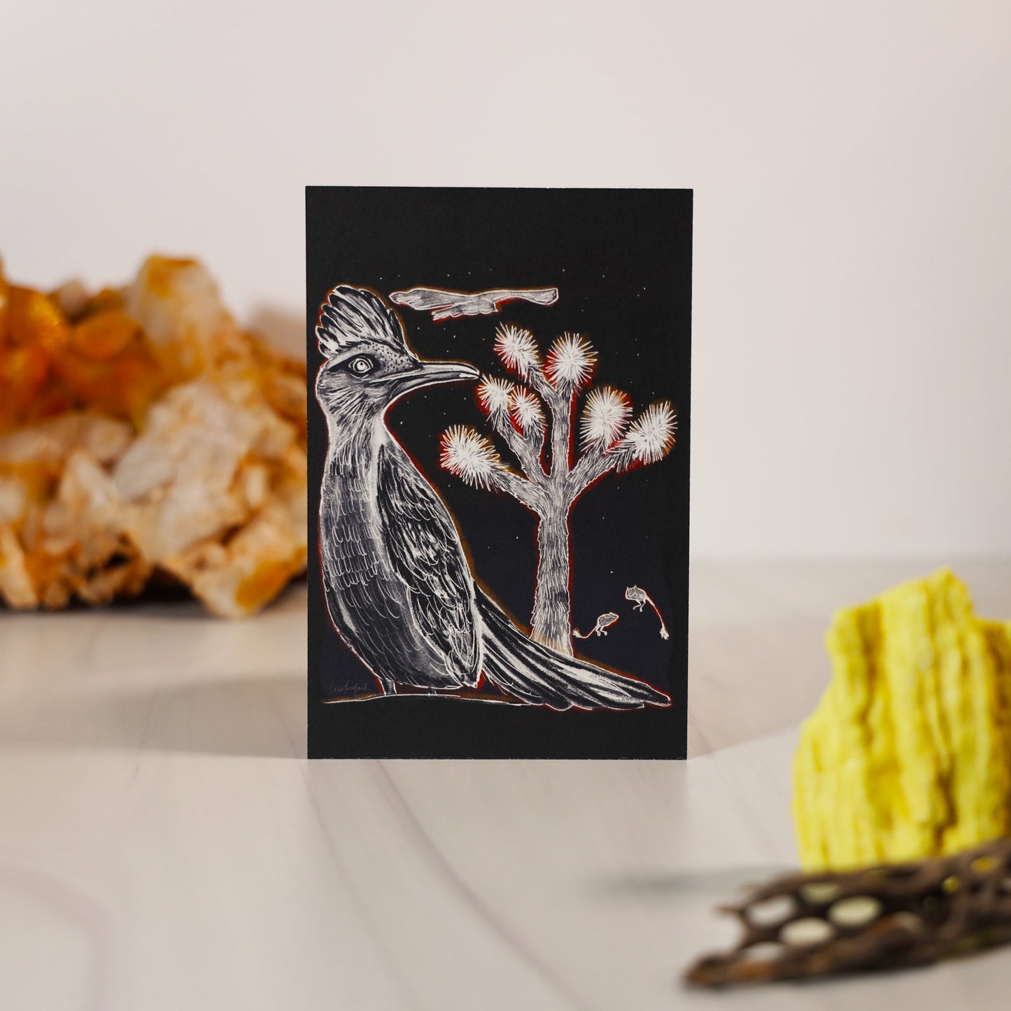 Nighttime Roadrunner and Joshua Tree Print